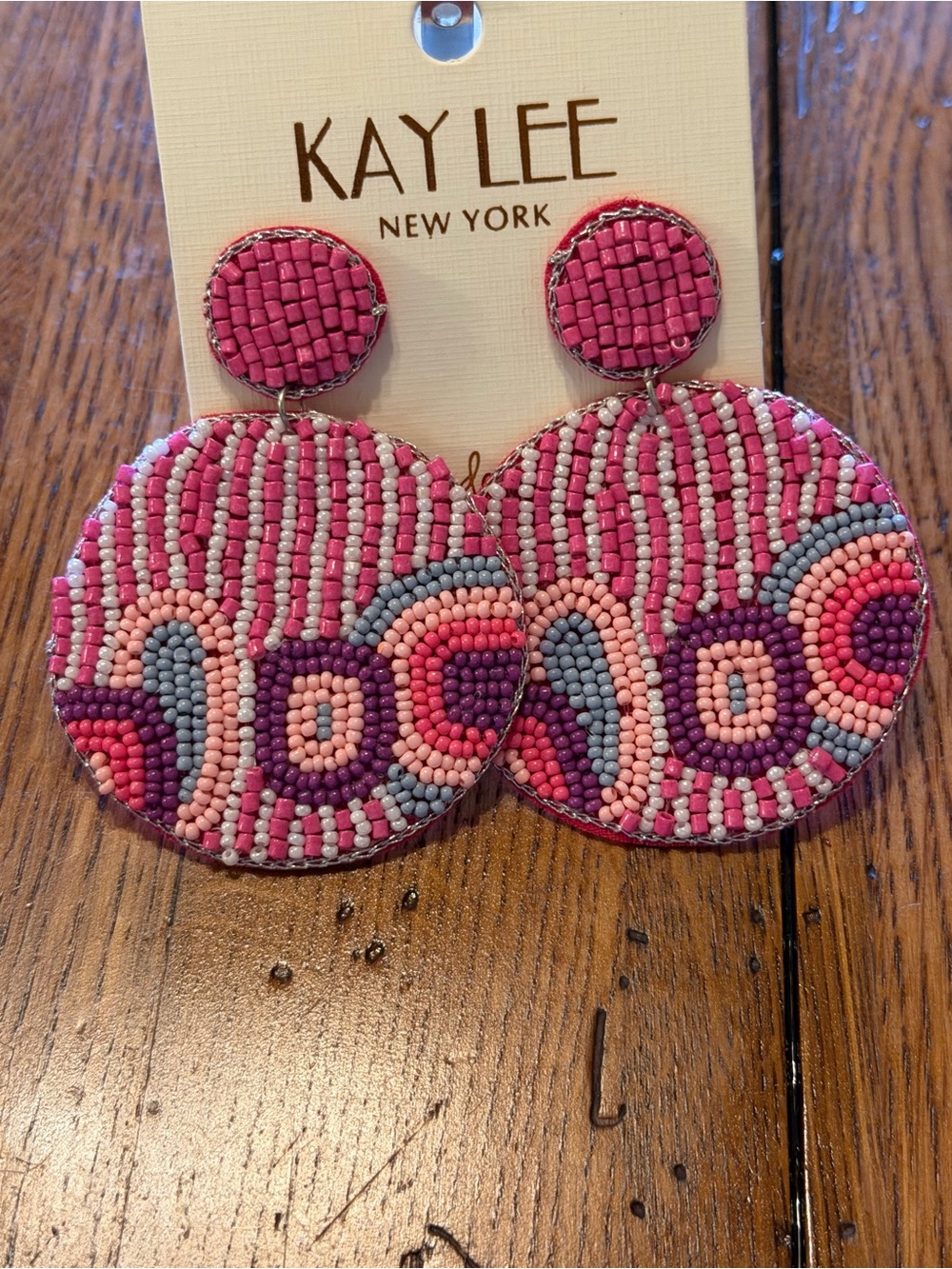 Pink Beaded Round Drop Earrings